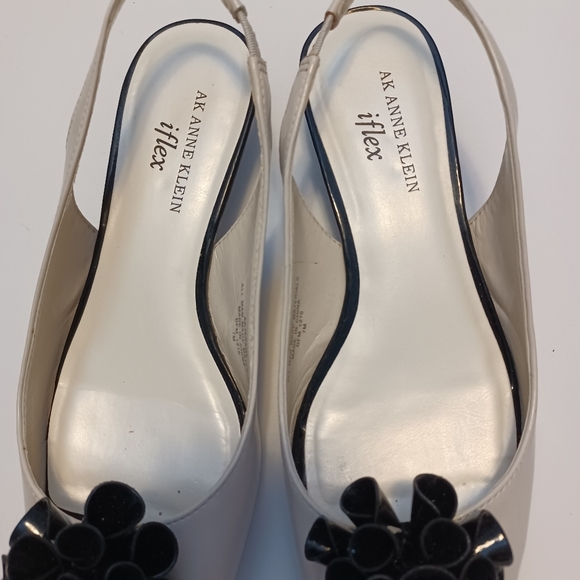 Anne Klein Open Toe Ivory/ Black Shoes Sz 7 - Picture 4 of 8